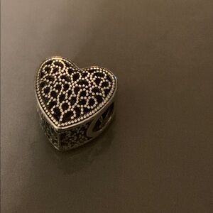 RETIRED Genuine Pandora Silver Heart Filigree Charm